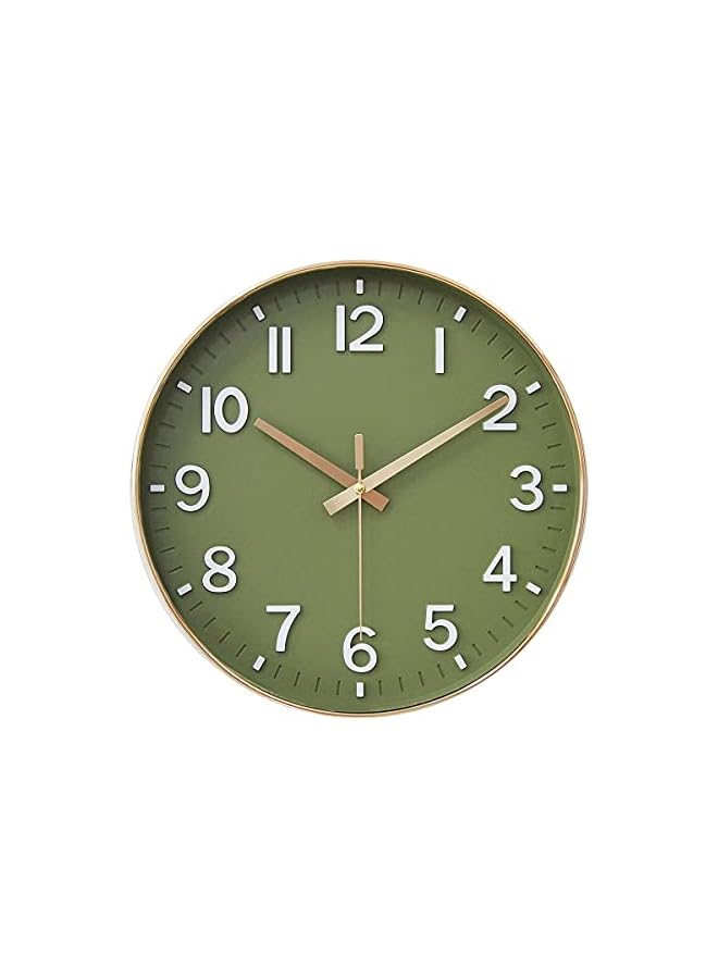 The Bros Wall Clock, 12 Inch Silent Non Ticking Clock for Living Room Bedroom Kitchen Office (Golden Green) - Image 2