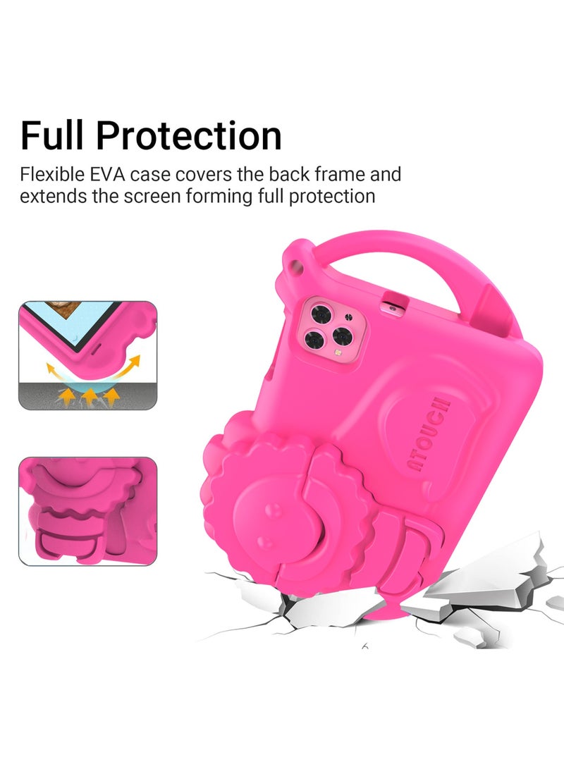 ATOUCH Android Kids Tablet Early Education 8 Inch Toddler Tab 8GB RAM 256GB ROM Bluetooth WiFi Dual SIM Parental Control Mode Dual Camera EVA Case with Built-in Stand Pink - Image 3