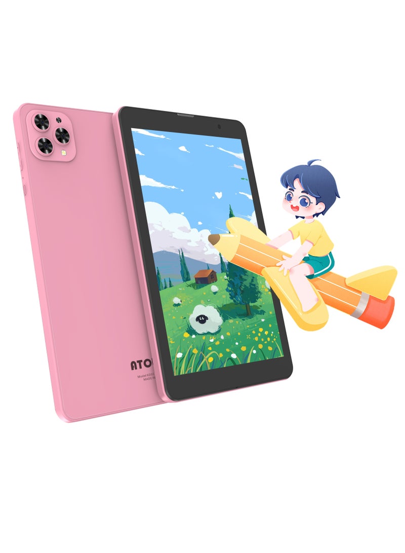 ATOUCH Android Kids Tablet Early Education 8 Inch Toddler Tab 8GB RAM 256GB ROM Bluetooth WiFi Dual SIM Parental Control Mode Dual Camera EVA Case with Built-in Stand Pink - Image 2