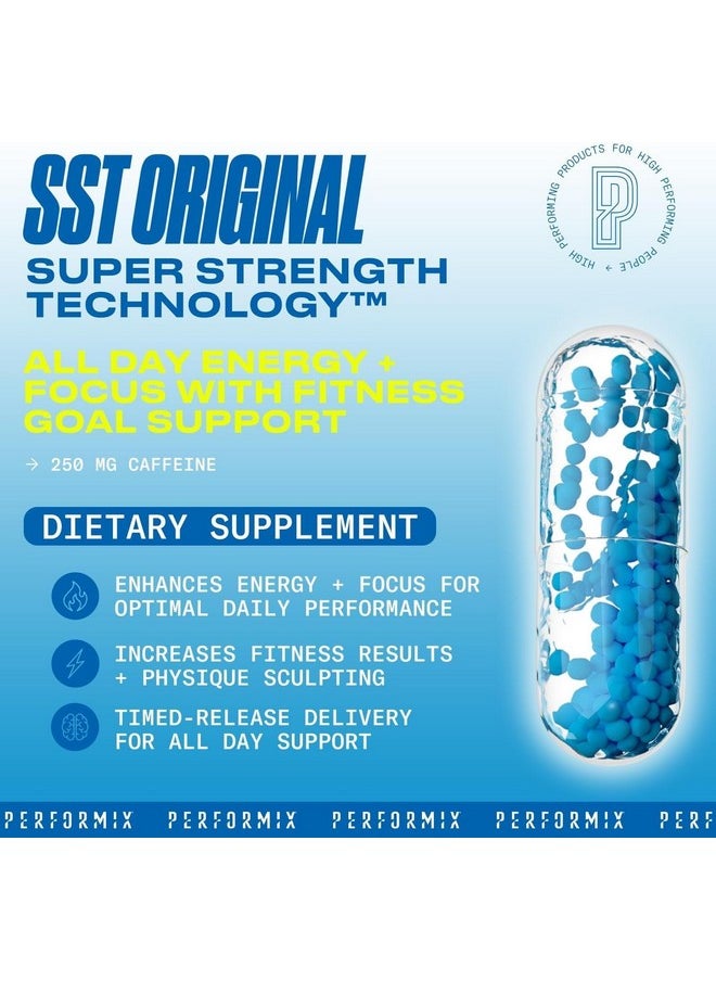 Performix - PERFORMIX - SST Original - Pre Workout - 250 mg Caffeine - Energy Supplements - No Crash - Fitness Goals - Nootropic - Timed-Release for All Day Focus, Mood & Energy Boost - Men & Women - 60 Capsules - Image 1