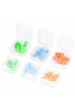 6 Packs Reusable Silicone Ear Plugs, Waterproof Hypoallergenic Noise Reduction Earplugs for Hearing Protection, Suitable for Sleeping,Snoring, Swimming, Concerts (6Pcs)