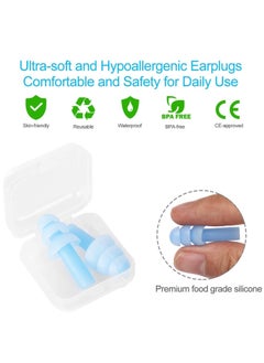 Generic 6 Packs Reusable Silicone Ear Plugs, Waterproof Hypoallergenic Noise Reduction Earplugs for Hearing Protection, Suitable for Sleeping,Snoring, Swimming, Concerts (6Pcs)  - Image 3