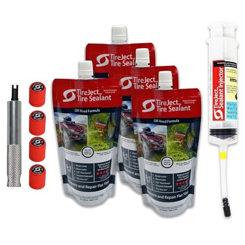 TireJect Off-Road Tubeless Tire Sealant Kit: Fix a Flat Tire & Prevent Flat Tires, Seal Punctures Leaks Dry Rot Thorns Nails Screws, tire repair slime, puncture tire sealer (40oz, 4-Tire Value Pack) - Image 1