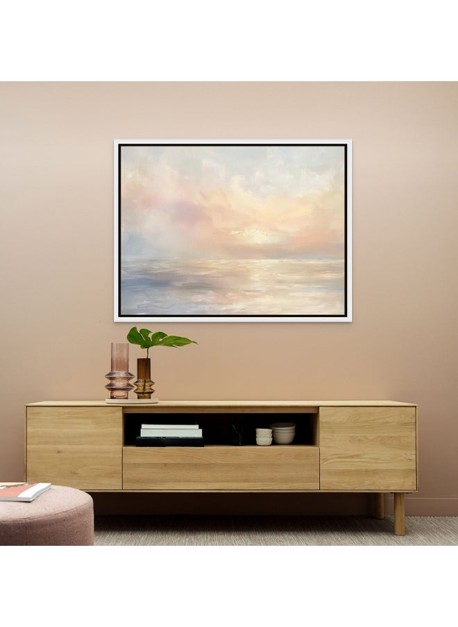 Art Decor - Art Decor Framed Canvas Wall Art of Abstract Pastel Beach Art Landscape Seascape Print Wall Decor for Home Office Living Room Bedroom Gifting - Image 1