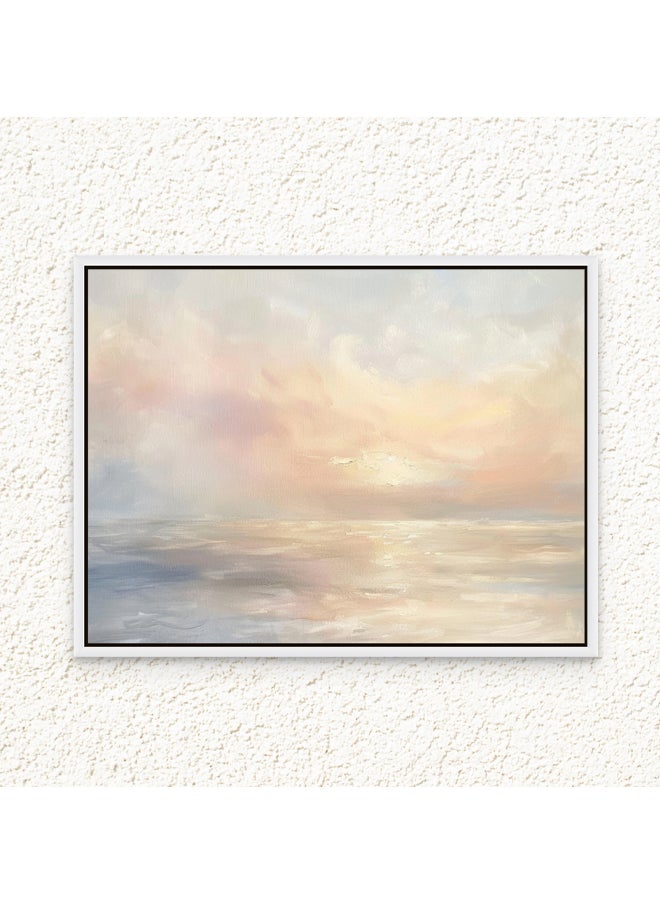 Art Decor - Art Decor Framed Canvas Wall Art of Abstract Pastel Beach Art Landscape Seascape Print Wall Decor for Home Office Living Room Bedroom Gifting - Image 1