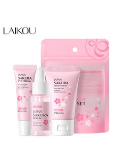 Laikou Lacquer Sakura Moisturizing Trilogy, Sakura Essence Skin Care Set, Moisturizing Eye Cream, Brightening Essence, Moisturizing Cream  - Image 2