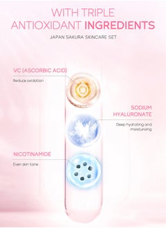 Laikou Lacquer Sakura Moisturizing Trilogy, Sakura Essence Skin Care Set, Moisturizing Eye Cream, Brightening Essence, Moisturizing Cream  - Image 3