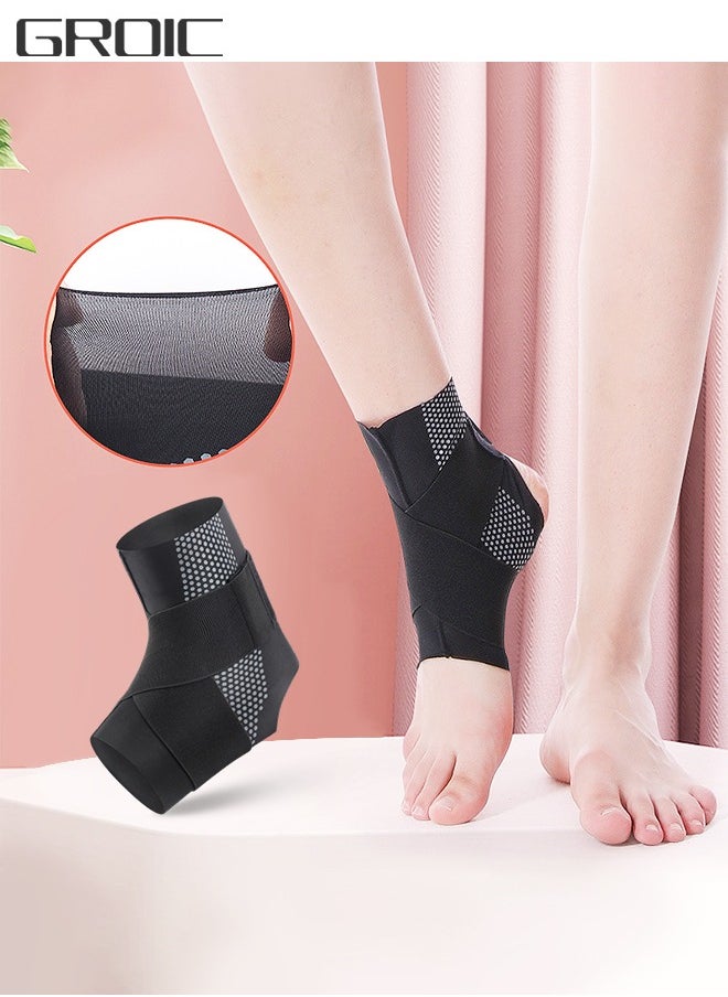 GROIC - 1 Pair Sleeve Ankle Brace, Ankle Support Ankle Wrap & Ankle Brace for Plantar Fasciitis Relief, Adjustable Compression Foot Sleeve Sock, EVA Pad Ankle Sleeve Strap Support for Adult - Image 1