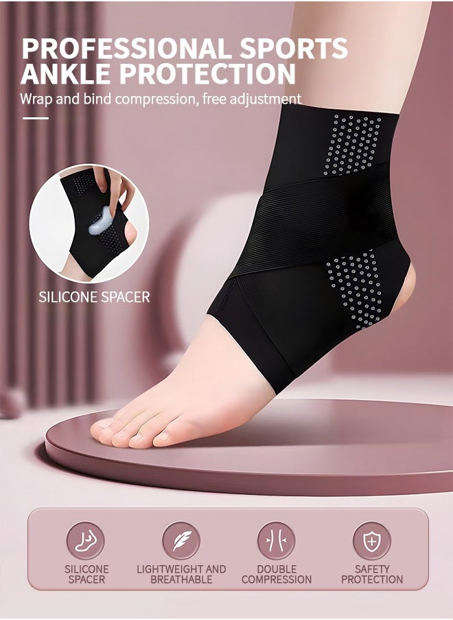 GROIC - 1 Pair Sleeve Ankle Brace, Ankle Support Ankle Wrap & Ankle Brace for Plantar Fasciitis Relief, Adjustable Compression Foot Sleeve Sock, EVA Pad Ankle Sleeve Strap Support for Adult - Image 1