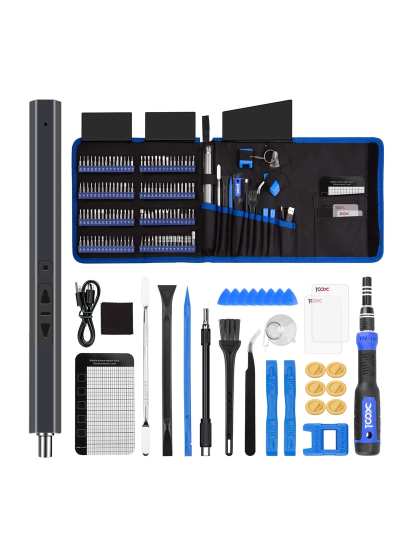 XOOL - 150 in 1 Electric Screwdriver Set Precision Screwdriver Set with 120 Magnetic Bits, Rechargeable 2 Gears Torque Power Screwdriver Kit for Electronics, Computer, Laptops, Phone, PC, Game Console - Image 1