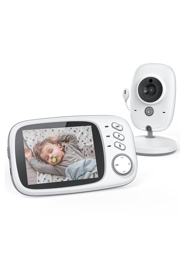 SOLARAE Baby Monitor Wireless Video Baby Monitor with Camera 3.2'' HD Screen  Night Vision Two-Way Talk Feeding Reminder - Image 1