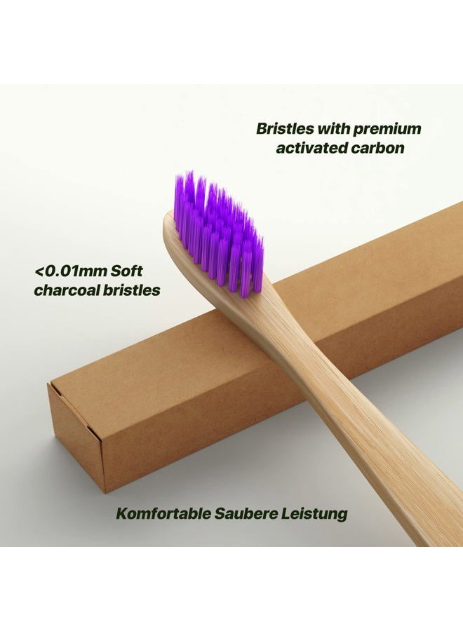 Sumshy 10 Color Kids Bamboo Toothbrushes | BPA Free Soft Bristles Wooden Toothbrushes | Eco-Friendly Biodegradable & Compostable Charcoal Toothbrushes - Economy Family Pack - Image 3