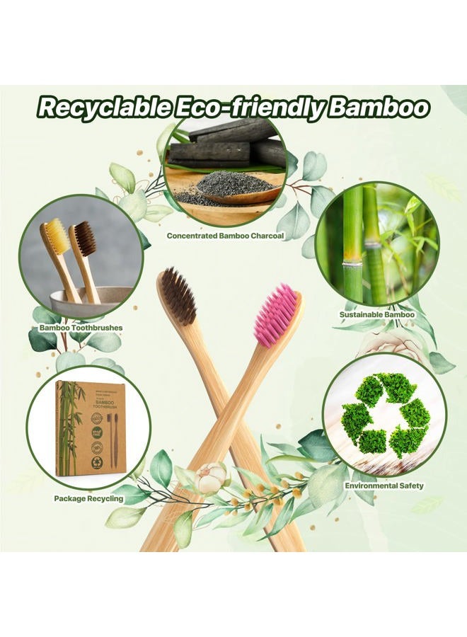 Sumshy 10 Color Kids Bamboo Toothbrushes | BPA Free Soft Bristles Wooden Toothbrushes | Eco-Friendly Biodegradable & Compostable Charcoal Toothbrushes - Economy Family Pack - Image 4