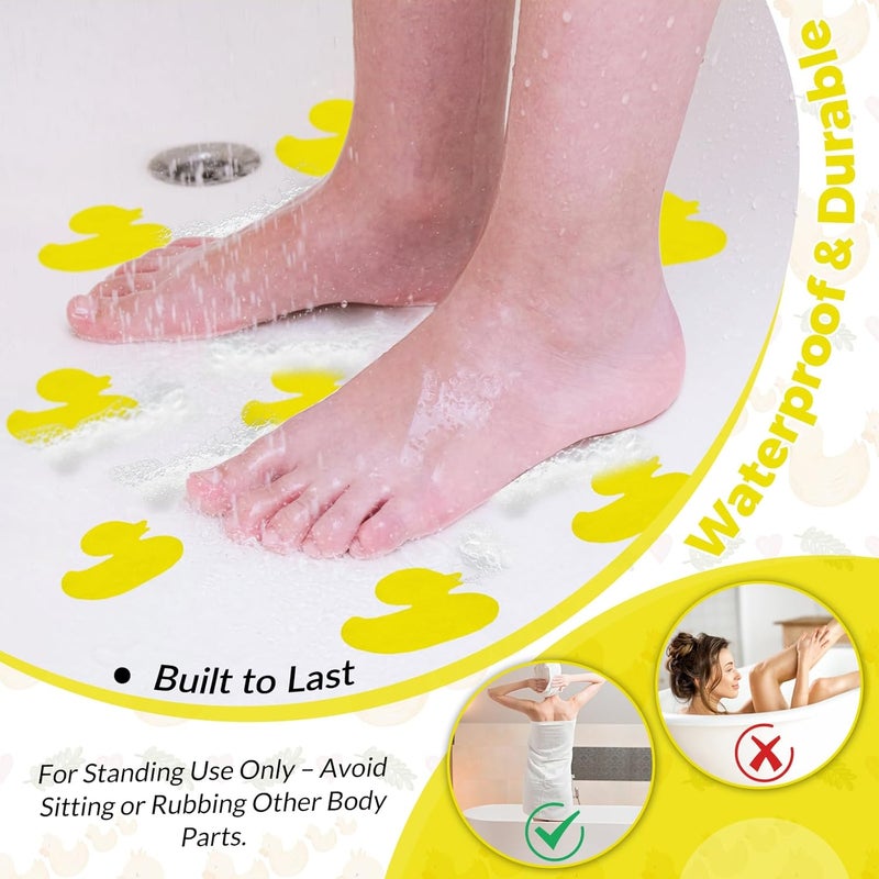SX Bathtub Non Slip Stickers for Kids, 12-Pack Cartoon Duck Shower Non Slip Stickers - Comfortable High Grip On Slippery Surfaces - Image 5