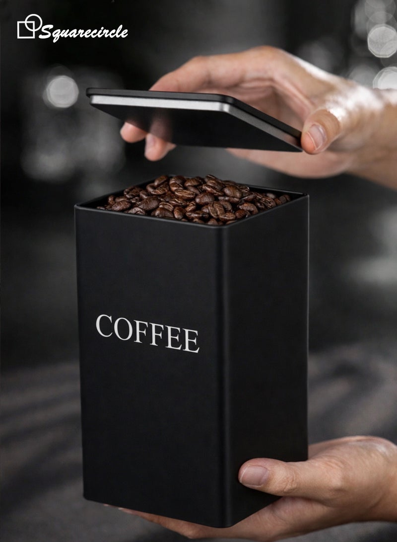 Squarecircle Coffee Tea Sugar Storage Canister Set – 3PCS Kitchen Storage Jars with Bamboo Lids, Modern Countertop Organizer（BLACK） - Image 3