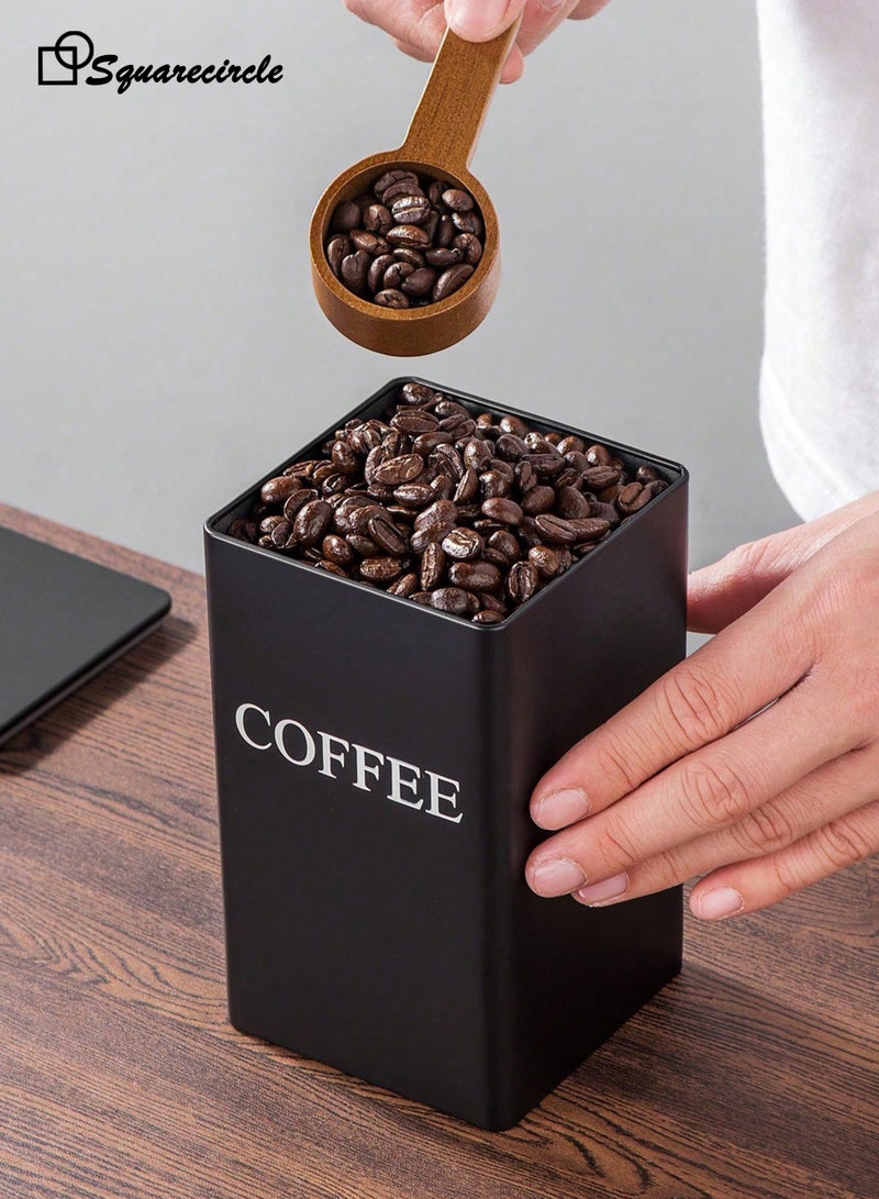 Squarecircle Coffee Tea Sugar Storage Canister Set – 3PCS Kitchen Storage Jars with Bamboo Lids, Modern Countertop Organizer（BLACK） - Image 4