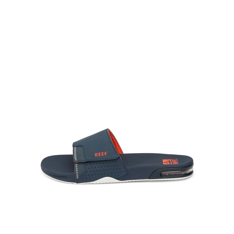 Reef Fanning Slide Mens Bottle Opener Sandal, Arch Support, Durable Outsole, Water Friendly, Navy/Orange/White, 9 - Image 1