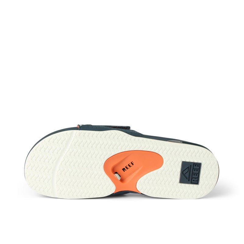 Reef Fanning Slide Mens Bottle Opener Sandal, Arch Support, Durable Outsole, Water Friendly, Navy/Orange/White, 9 - Image 3
