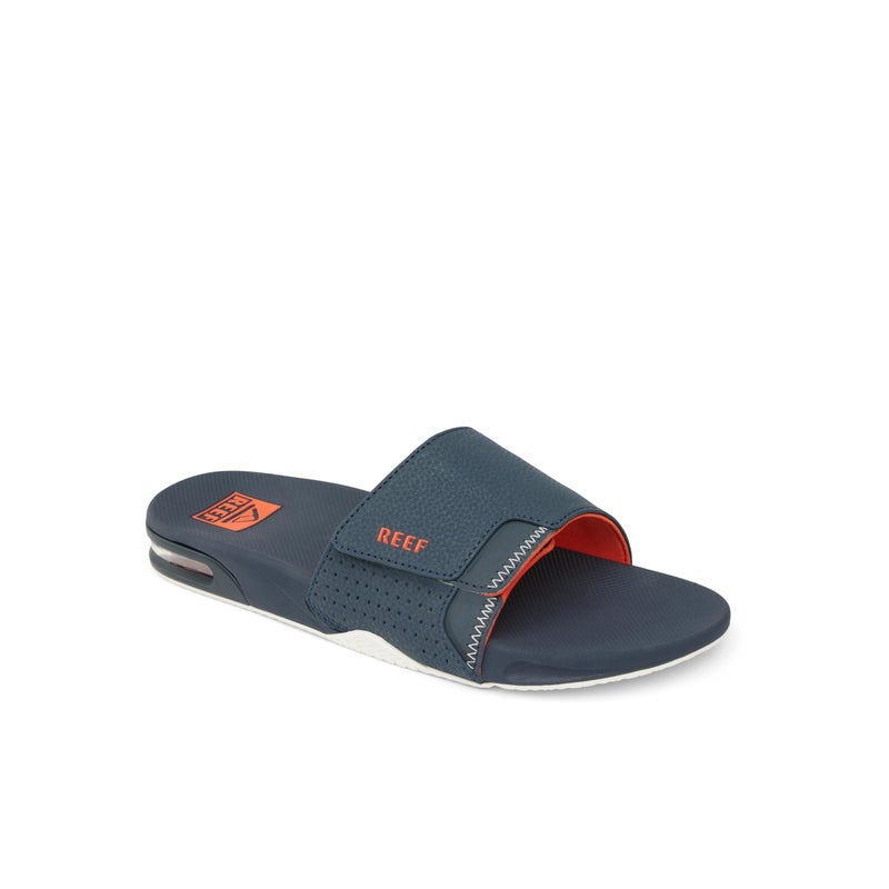 Reef Fanning Slide Mens Bottle Opener Sandal, Arch Support, Durable Outsole, Water Friendly, Navy/Orange/White, 9 - Image 2