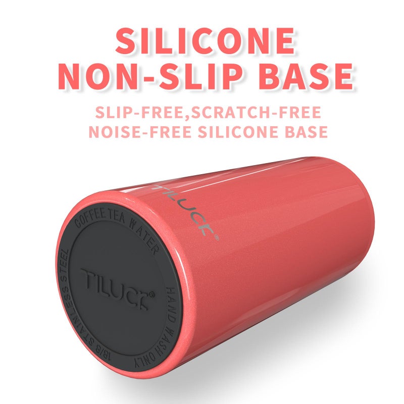 TILUCK Skinny Can Cooler for Slim Beer & Hard Seltzer, Stainless Steel, Doucle-Walled Stainless Steel Insulated Slim Cans, Standard 12 oz (Glitter Coral) - Image 4