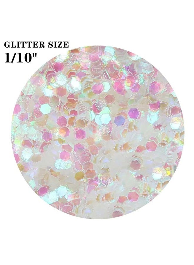 Torc 4 OZ Iridescent White Chunky Glitter for Resin Crafts Arts Nail Art Cosmetic Festival Makeup 1/10 (2.5 mm) - Image 2