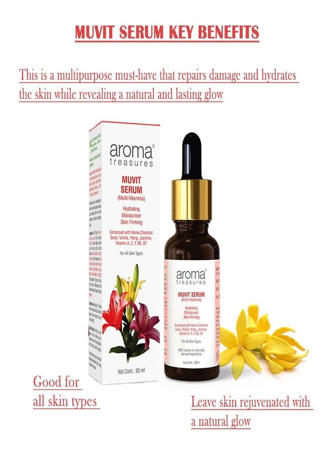 Aroma Treasures Muvit Serum Face Serums | Multi Vitamin enriched with Vitamin A, E, F, B5, B7, Ylang Oil, Jasmine Oil | repairs damage and hydrates the skin | For All Skin Types - 30ml - Image 1
