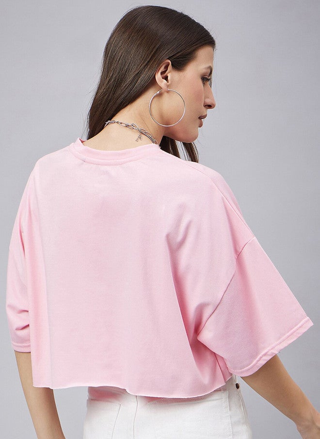 CHIMPAAANZEE Graphic Printed Drop Shoulder Sleeves Oversized Cotton Crop T-shirt - Image 5