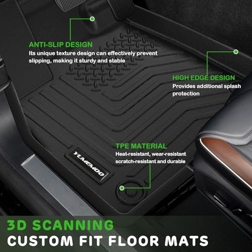 Yumemoo Floor Mats for 2021-2024 Nissan Rogue Upgrade Trunk Mat with Backrest Mat All Weather Floor Liners TPE Rubber Cargo Liner Fit for 2024 Nissan Rogue Anti-Slip Full Set Automobile Mats Accessories - Image 3