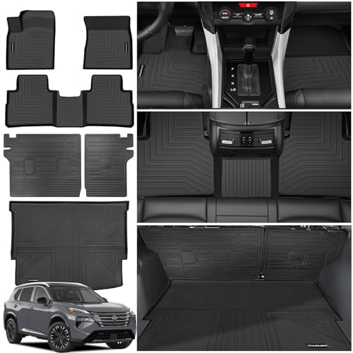 Yumemoo Floor Mats for 2021-2024 Nissan Rogue Upgrade Trunk Mat with Backrest Mat All Weather Floor Liners TPE Rubber Cargo Liner Fit for 2024 Nissan Rogue Anti-Slip Full Set Automobile Mats Accessories - Image 1