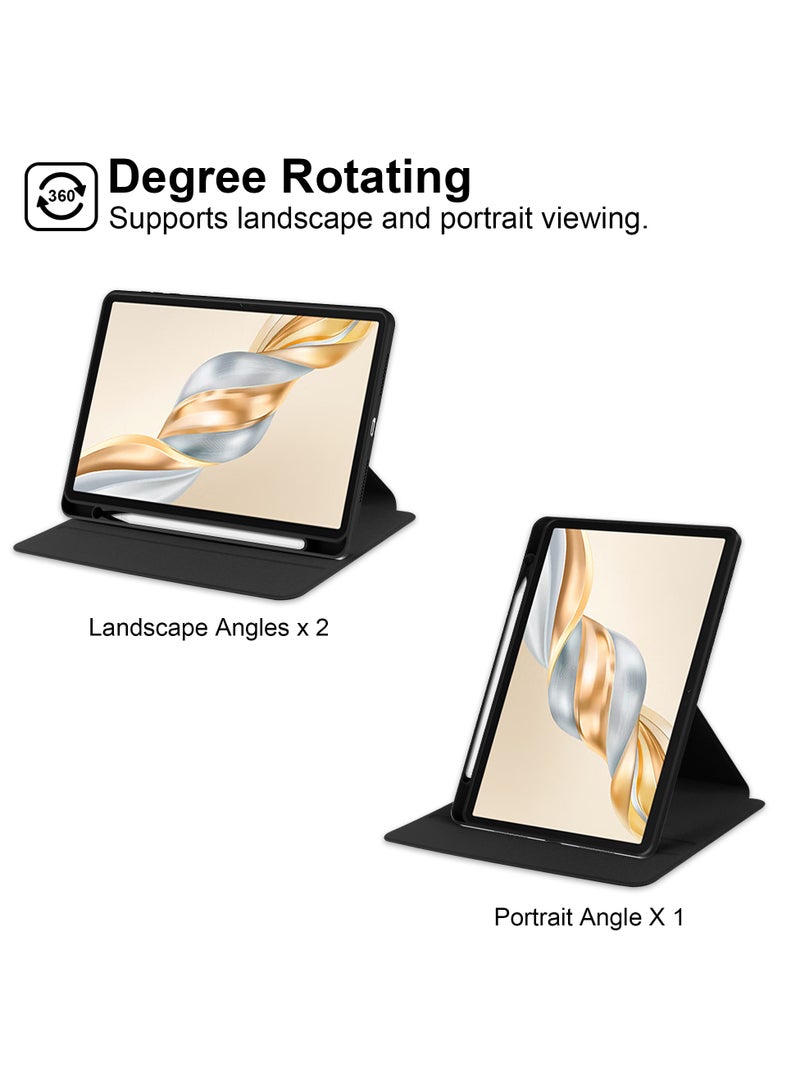 URBBKING Rotating Case Compatible with Honor Pad X9a,360 Degree Rotating Stand Cover, Multi-Angle Viewing Folio Cover with Pencil Holder Black  - Image 2
