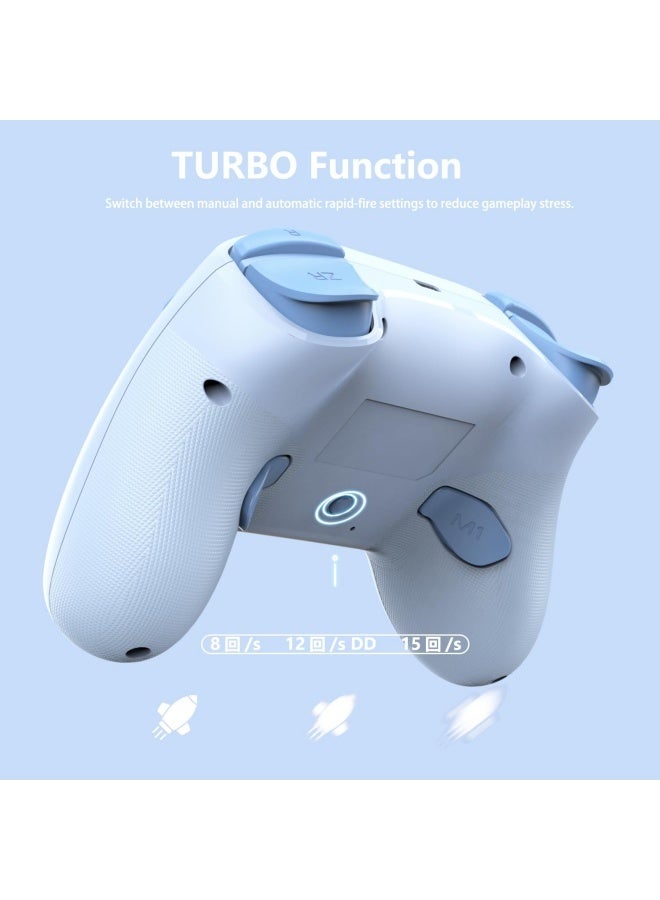 Wireless Switch Controllers for Nintendo Switch, 6-Axis Gyro, Turbo Function, 7-Color RGB Lights, Compatible with Switch1/Switch2/PC (Wired)/iOS, All Functions Included with a Stylish Design and Cute Color - Blue - Image 3
