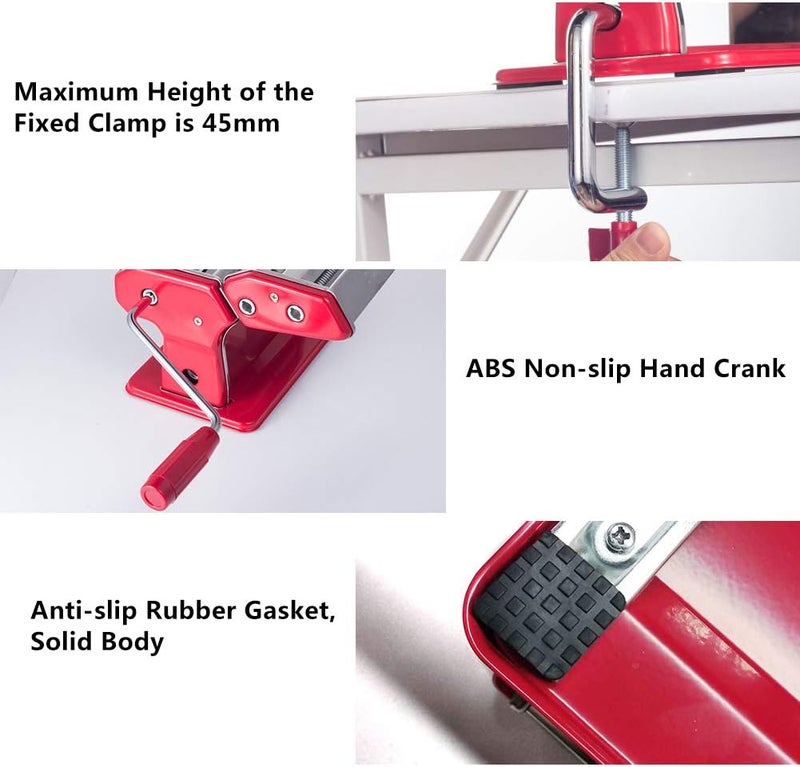 Shule Pasta Maker Machine Stainless Steel Adjustable Pasta Roller and Cutter for Tagliattelle Linguine Lasagna Noodles, Classic Red - Image 5