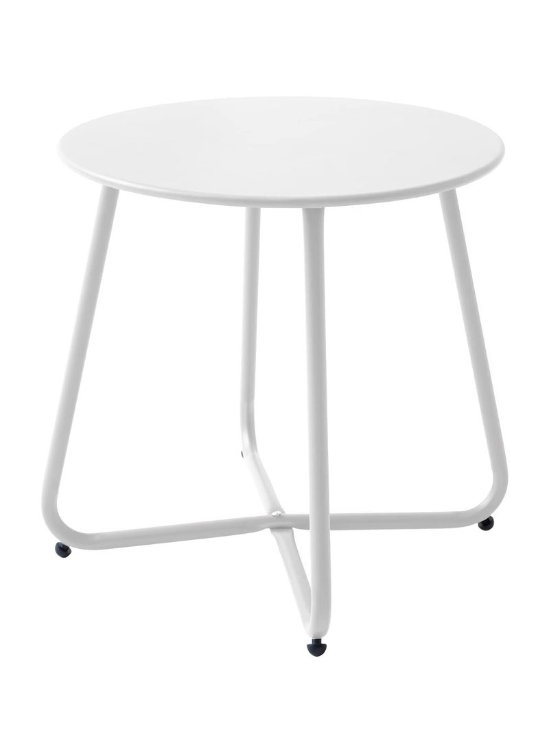 1st - Round Coffee Table, Nordic Style Side Table with Durable Metal Frame (White) - Image 1