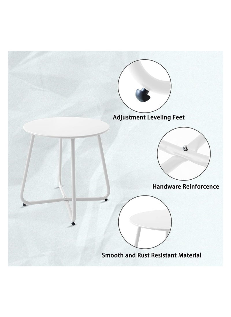 1st - Round Coffee Table, Nordic Style Side Table with Durable Metal Frame (White) - Image 1