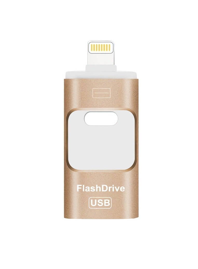 AROAQ 32GB USB Flash Drive, Shock Proof Durable External USB Flash Drive, Safe And Stable USB Memory Stick, Convenient And Fast I-flash Drive for iphone, (32GB Gold Color) - Image 1