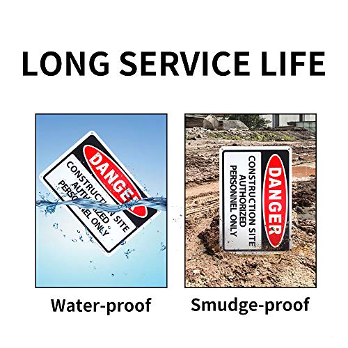 Enjoyist 2 Pack Danger - Construction Site Authorized Personnel Only Sign, 10"x 7" .04" Aluminum Sign Rust Free Aluminum-UV Protected and Weatherproof - Image 4