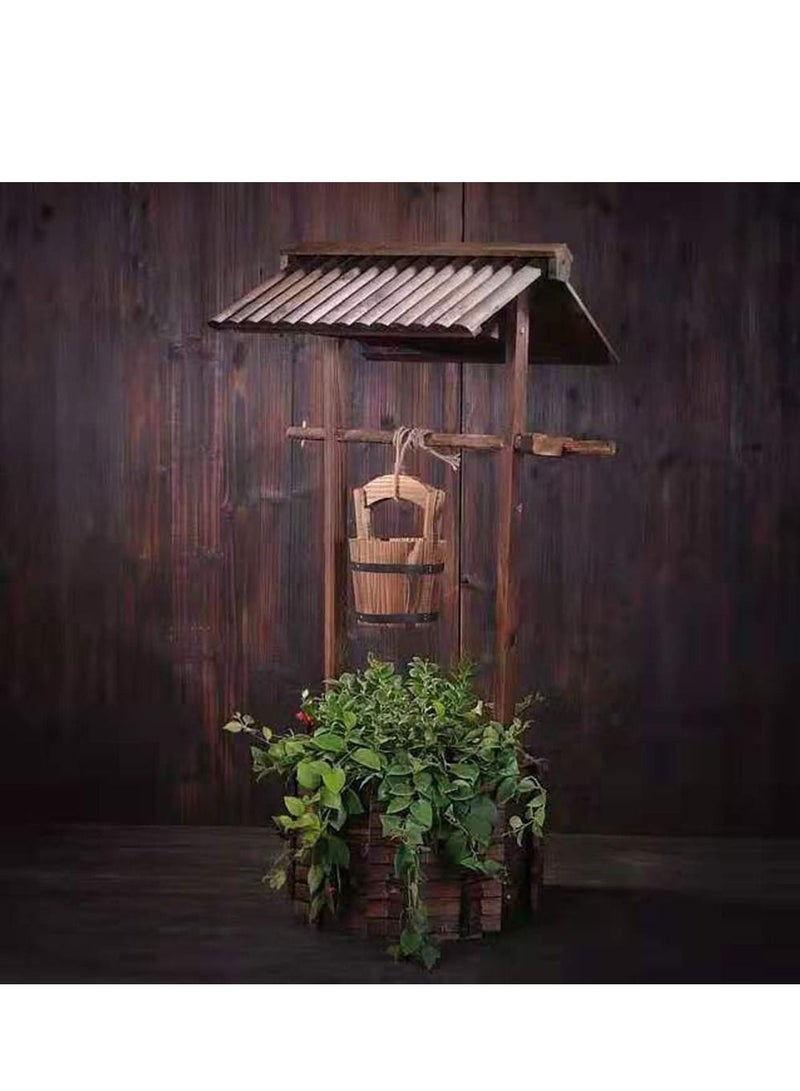LINGWEI Well Shaped Wooden Flower Pot Container Plant Stand For Indoor Outdoor Decor - Image 3