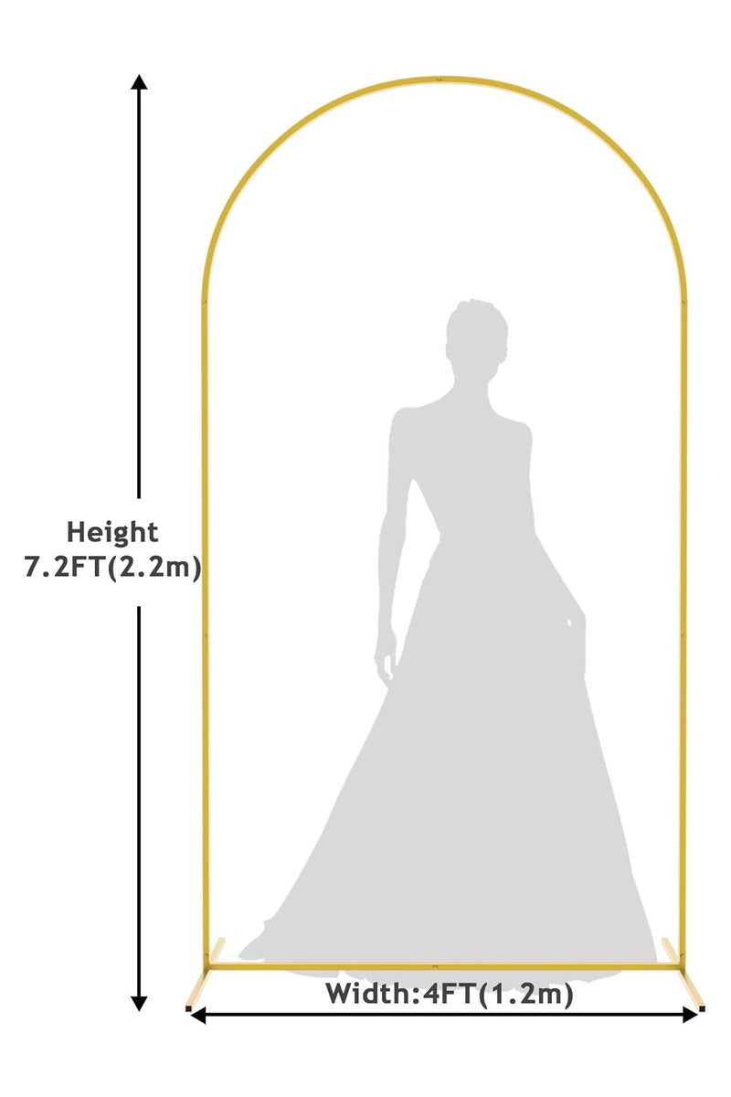 HW 7.2FT Metal Wedding Arch Stand Gold Square Arched Frame - Image 2