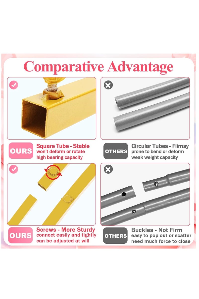 HW 7.2FT Metal Wedding Arch Stand Gold Square Arched Frame - Image 3