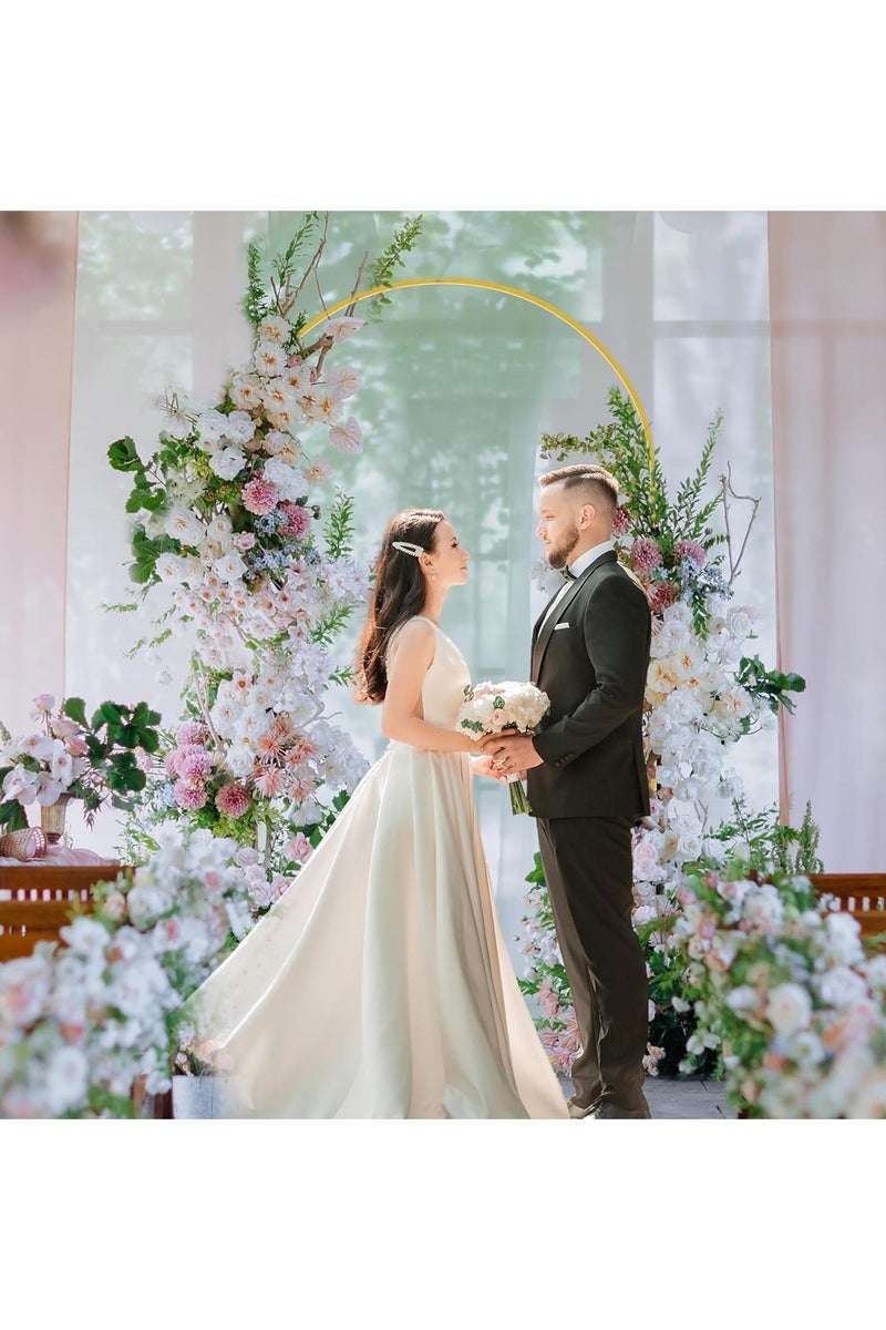 HW 7.2FT Metal Wedding Arch Stand Gold Square Arched Frame - Image 5