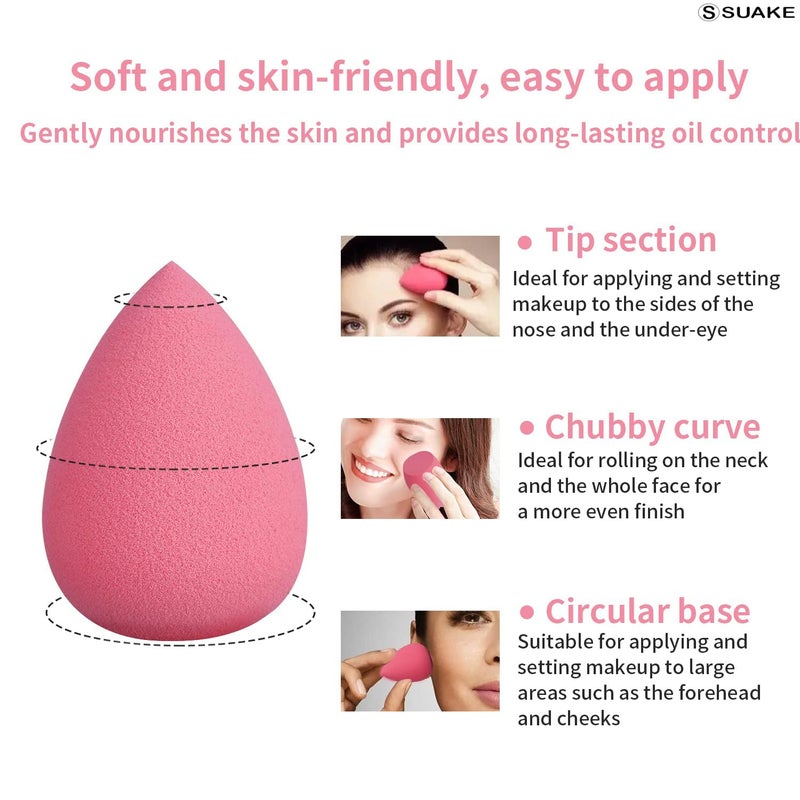 SUAKE 7in1 Professional Beauty Blender Set for Face Makeup  Makeup Sponges Set is suitable with Liquid  Creams  Sponge makeup is for all Skin Types  it is Soft LatexFree Reusable  washable Multicolor 4 Big  3 Mini7 Pcs - Image 4