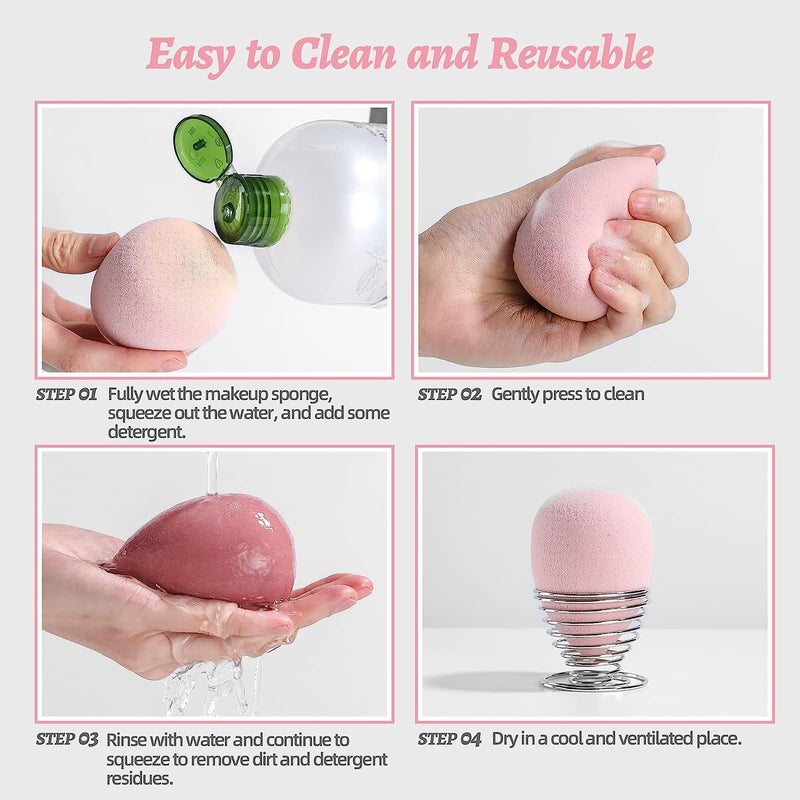 SUAKE 7in1 Professional Beauty Blender Set for Face Makeup  Makeup Sponges Set is suitable with Liquid  Creams  Sponge makeup is for all Skin Types  it is Soft LatexFree Reusable  washable Multicolor 4 Big  3 Mini7 Pcs - Image 5