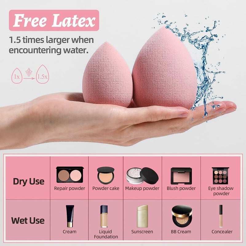 SUAKE 7in1 Professional Beauty Blender Set for Face Makeup  Makeup Sponges Set is suitable with Liquid  Creams  Sponge makeup is for all Skin Types  it is Soft LatexFree Reusable  washable Multicolor 4 Big  3 Mini7 Pcs - Image 3