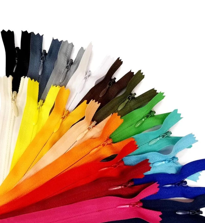 CLEZARO Pack of 12 PCS Colorful 16Inch Nylon Zippers with 1 Pcs Thread Cutter Ideal for Tailoring Crafts Fashion and Clothes Used in Pants Children Suits Etc Multicolor Zipper H22 - Image 3