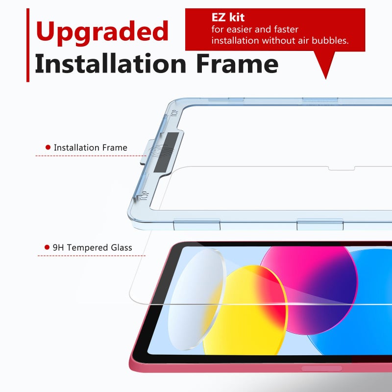 bersem Screen Protector Compatible with iPad A16 11th/10th Generation (11/10.9 Inch, 2025/2022), Tempered Glass, Ultra Clear, Anti-Scratch, Case Friendly, EZ Kit, 1 Pack - Image 3