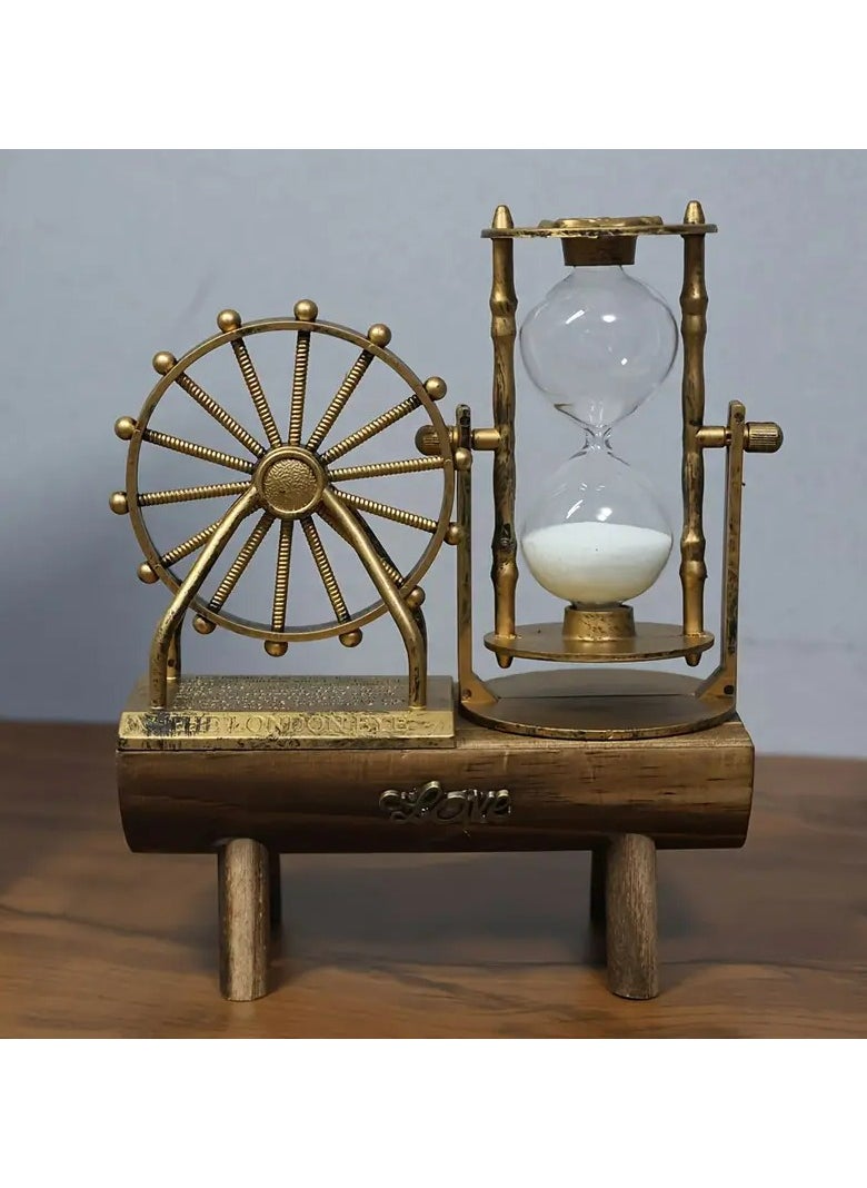 Generic Vintage Ferris Wheel Sand Timer, Wooden Base Desk Ornament, Craft Artwork, Keepsake, Home, Living Room Decor, Ideal for Indoor Use, No Power Required  - Image 1