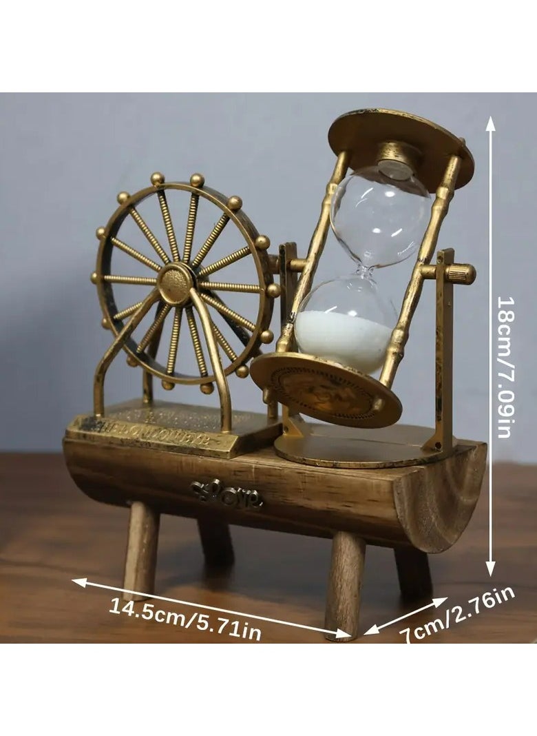 Generic Vintage Ferris Wheel Sand Timer, Wooden Base Desk Ornament, Craft Artwork, Keepsake, Home, Living Room Decor, Ideal for Indoor Use, No Power Required  - Image 3