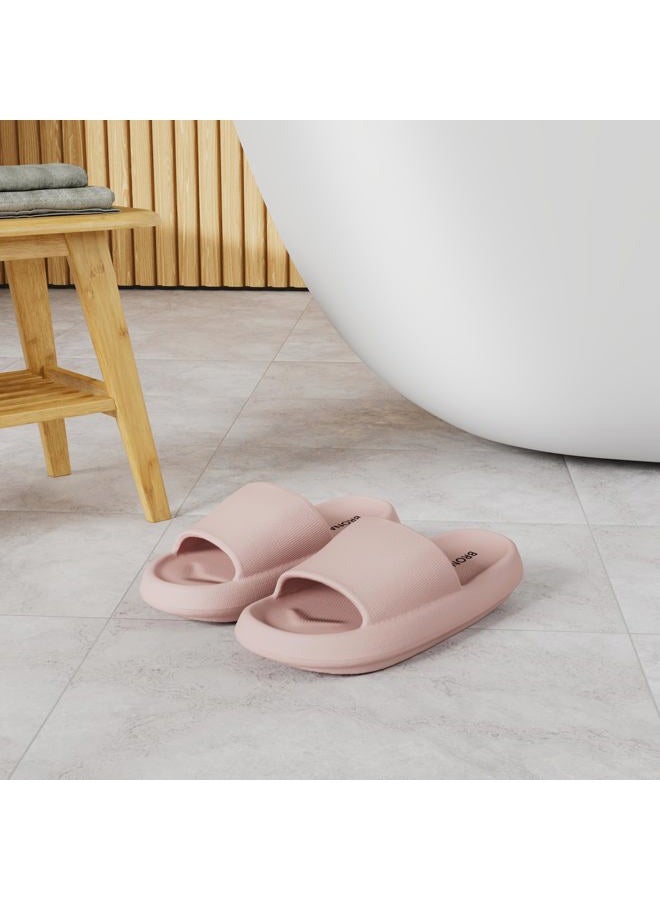 BRONAX Slides for Women Pillow Slippers Home House Indoor Slipers Sleepers Sandals Sandles for Female Size 8 Puffy Comfy Cushion Thick Sole 39-40 Pink - Image 2