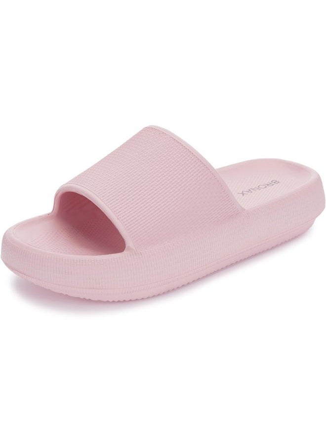BRONAX Slides for Women Pillow Slippers Home House Indoor Slipers Sleepers Sandals Sandles for Female Size 8 Puffy Comfy Cushion Thick Sole 39-40 Pink - Image 1