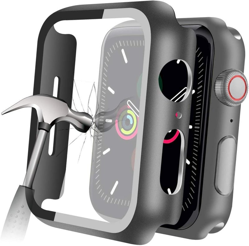 YMHML Compatible with Apple Watch 42mm Series 3/2/1 Case with Built-in Tempered Glass Screen Protector, Thin Guard Bumper Full Coverage Hard Cover for iWatch Accessories - Image 1